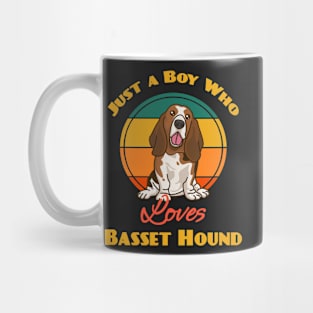 Just A Boy Who Loves Basset Hound Dog puppy Lover Cute Sunser Retro Mug